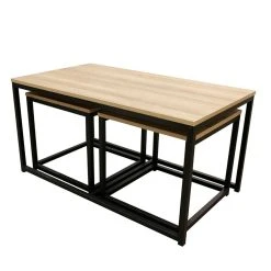 Home Déco Factory Table Basse Gigogne (lot De 3) En Plaqué Bois Et Fer Noir - Selya 11 Home Déco Factory Table Basse Gigogne (lot De 3) En Plaqué Bois Et Fer Noir - Selya -Sema Design Boutique 638118 FRN04 WEB