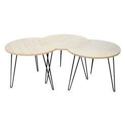 Home Déco Factory Table Basse Gigogne (lot De 3) En Plaqué Bois, Blanc Et Fer Noir - Audry -Sema Design Boutique 638119 FRN04 WEB