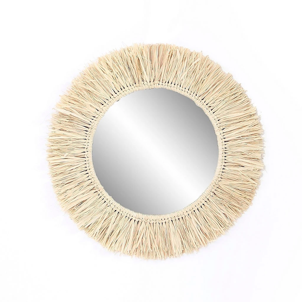 Opjet Miroir Rond En Raphia Naturel D47cm - Efia 3 Opjet Miroir Rond En Raphia Naturel D47cm - Efia