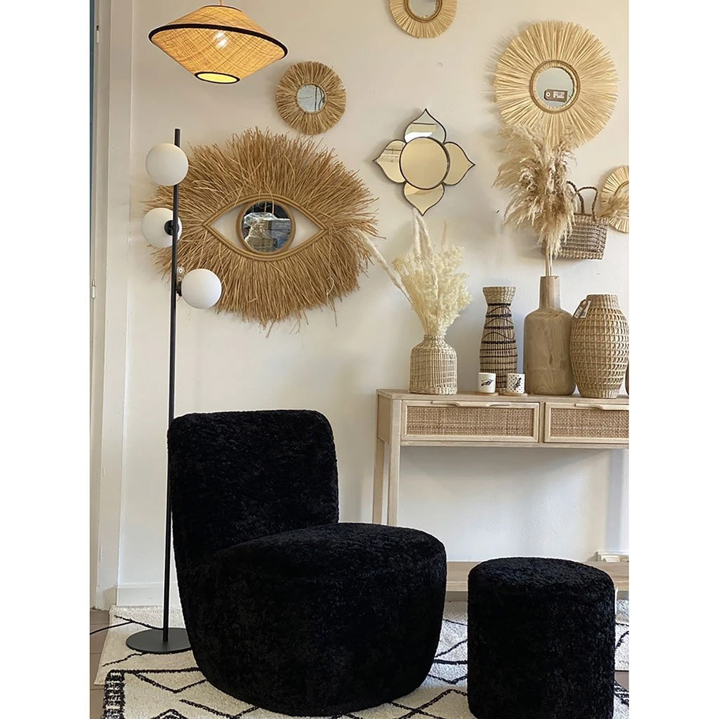 Opjet Miroir Rond En Raphia Naturel D47cm - Efia 4 Opjet Miroir Rond En Raphia Naturel D47cm - Efia – Image 2