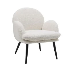 Zago Fauteuil En Tissu Effet Laine Bouclette Blanc - Oria