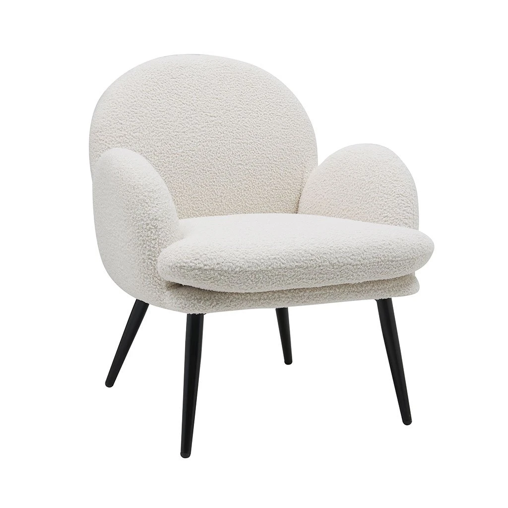 Zago Fauteuil En Tissu Effet Laine Bouclette Blanc - Oria 3 Zago Fauteuil En Tissu Effet Laine Bouclette Blanc - Oria