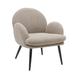 Zago Fauteuil Tissu Effet Laine Bouclette Gris Foncé - Oria