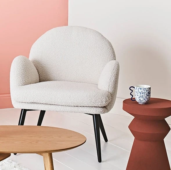 Zago Fauteuil En Tissu Effet Laine Bouclette Blanc - Oria 7 Zago Fauteuil En Tissu Effet Laine Bouclette Blanc - Oria – Image 5