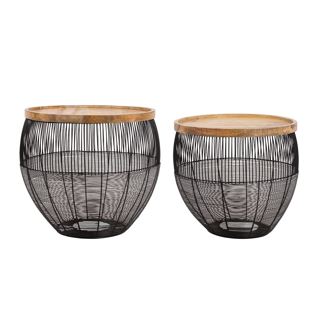 SEMA DESIGN Table Basse (lot De 2) En Manguier Naturel Et Fer Noir - Kleia 3 SEMA DESIGN Table Basse (lot De 2) En Manguier Naturel Et Fer Noir - Kleia