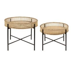 SEMA DESIGN Table Basse (lot De 2) En Bambou Naturel Et Métal