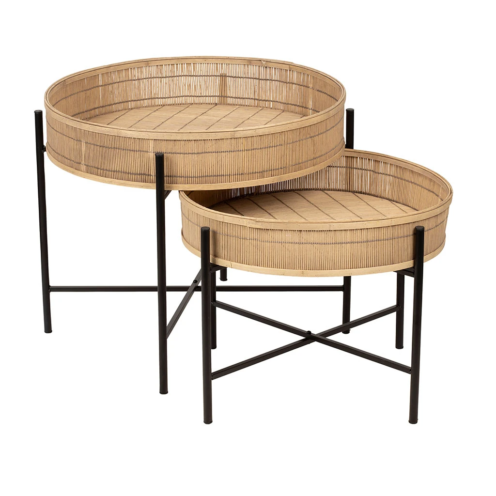 SEMA DESIGN Table Basse Gigogne (lot De 2) En Bambou Naturel Et Fer Noir - Plaka 4 SEMA DESIGN Table Basse Gigogne (lot De 2) En Bambou Naturel Et Fer Noir - Plaka – Image 2