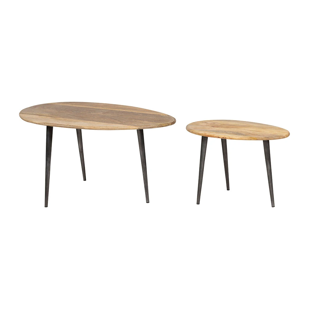 SEMA DESIGN Table Basse Gigogne (lot De 2) En Manguier Naturel Et Fer - Hervea 5 SEMA DESIGN Table Basse Gigogne (lot De 2) En Manguier Naturel Et Fer - Hervea – Image 3