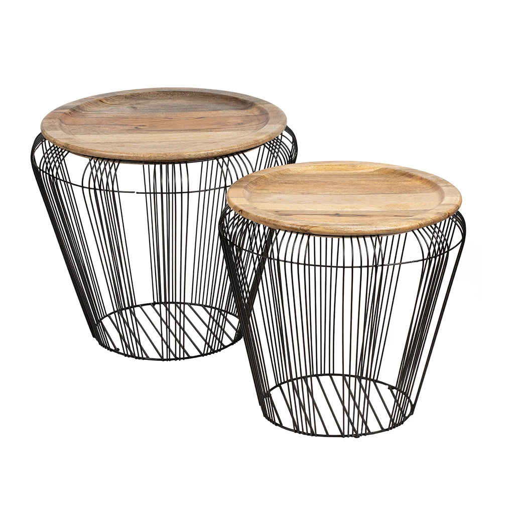 SEMA DESIGN Table Basse (lot De 2) En Manguier Et Fer Noir - Kleia 4 SEMA DESIGN Table Basse (lot De 2) En Manguier Et Fer Noir - Kleia – Image 2