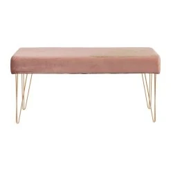 SEMA DESIGN Banc En Velours Rose Et Pieds Dorés