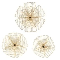 SEMA DESIGN Deco Murale Floral X3 Ajia Doré (d68/d48cm/d37cm)