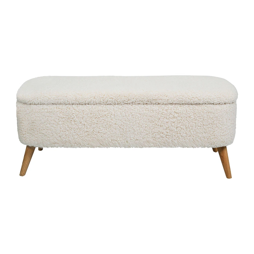 SEMA DESIGN Banc Coffre Bouclette Blanc Crème - Elément 3 SEMA DESIGN Banc Coffre Bouclette Blanc Crème - Elément