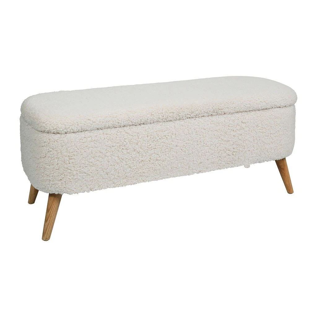 SEMA DESIGN Banc Coffre Bouclette Blanc Crème - Elément 4 SEMA DESIGN Banc Coffre Bouclette Blanc Crème - Elément – Image 2