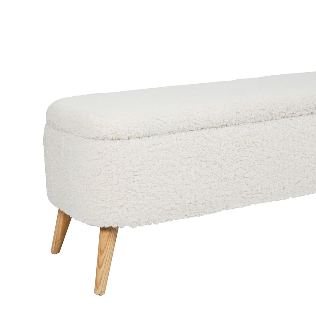 SEMA DESIGN Banc Coffre Bouclette Blanc Crème - Elément 5 SEMA DESIGN Banc Coffre Bouclette Blanc Crème - Elément – Image 3