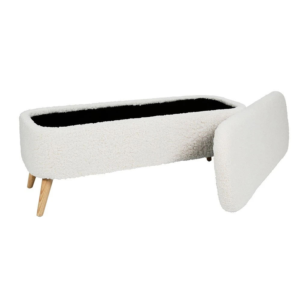 SEMA DESIGN Banc Coffre Bouclette Blanc Crème - Elément 6 SEMA DESIGN Banc Coffre Bouclette Blanc Crème - Elément – Image 4