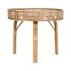 SEMA DESIGN Table Basse Ronde En Bambou Naturel Et Verre Noir D55cm