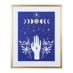 SEMA DESIGN Cadre Deco Encadré Main Visionn Bleu Et Doré 42x52cm