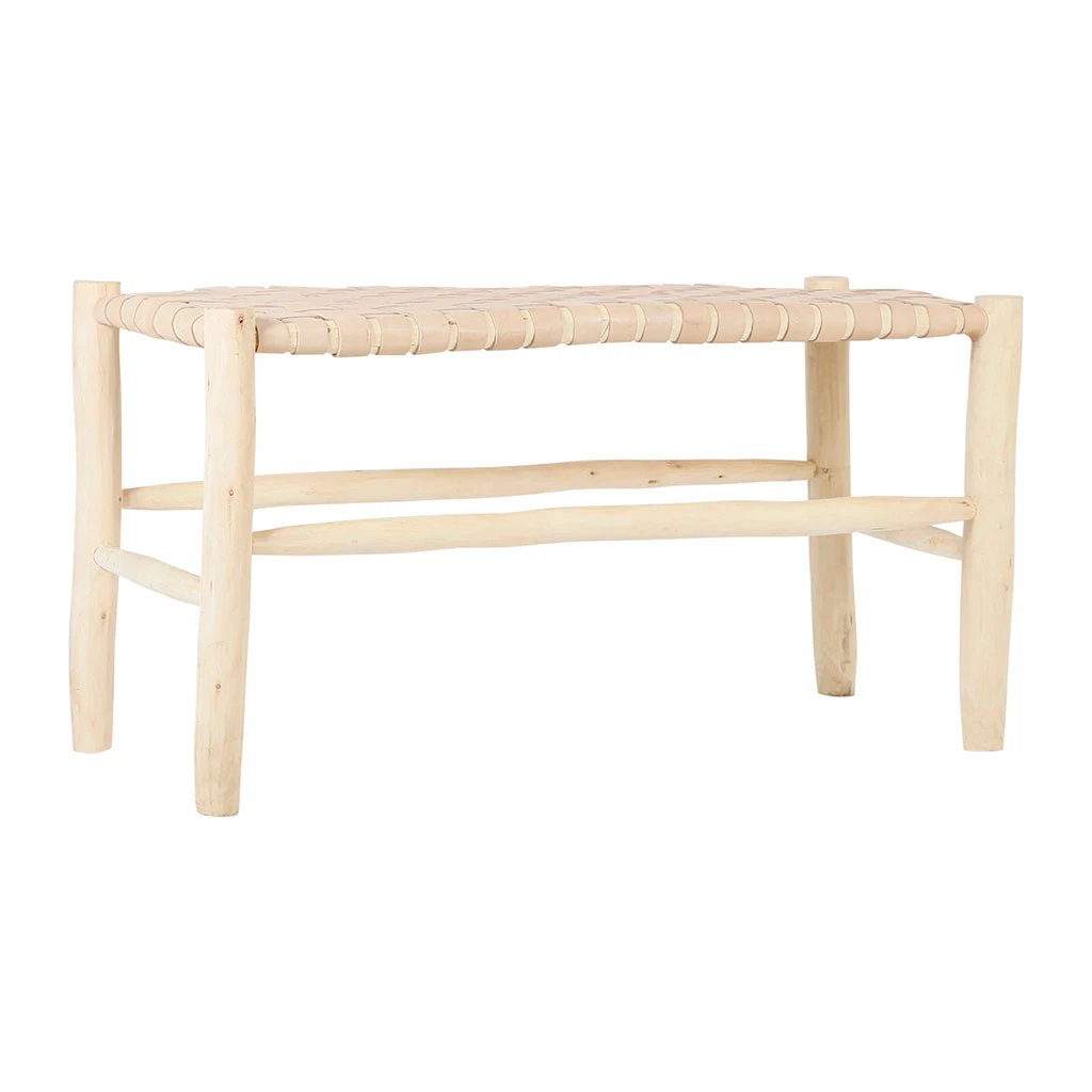 SEMA DESIGN Banc En Bois Et Cuir Tressé Nude 4 SEMA DESIGN Banc En Bois Et Cuir Tressé Nude – Image 2