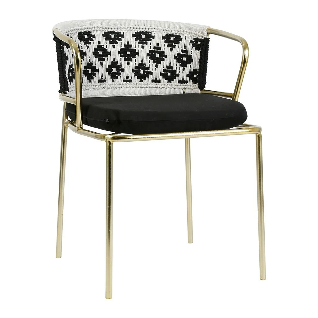 SEMA DESIGN Fauteuil En Fer Doré Et Assise Coton - Cobalt 4 SEMA DESIGN Fauteuil En Fer Doré Et Assise Coton - Cobalt – Image 2