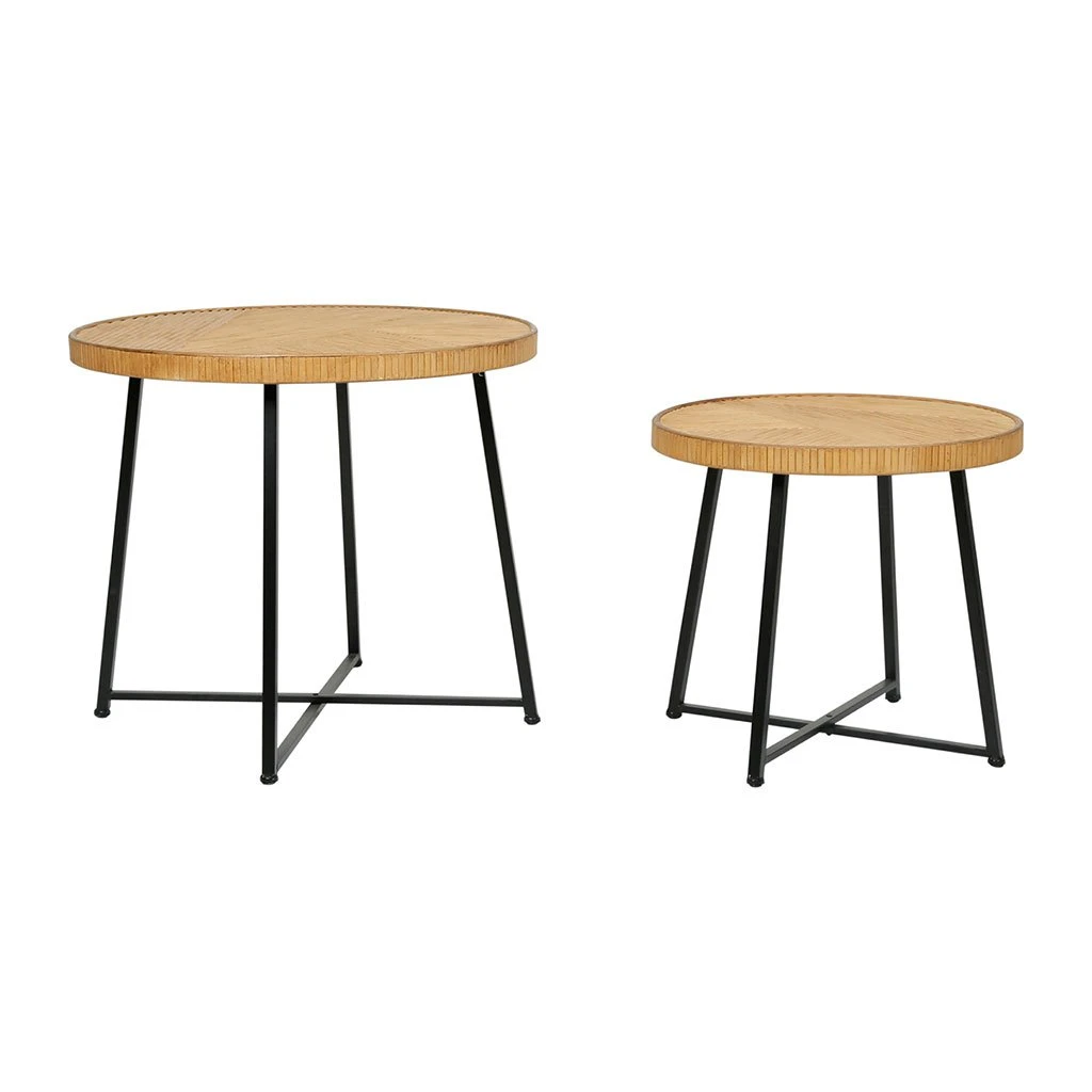 SEMA DESIGN Table Basse (lot De 2) En Bambou, Rotin Et Pieds En Fer Noir - Saori 4 SEMA DESIGN Table Basse (lot De 2) En Bambou, Rotin Et Pieds En Fer Noir - Saori – Image 2