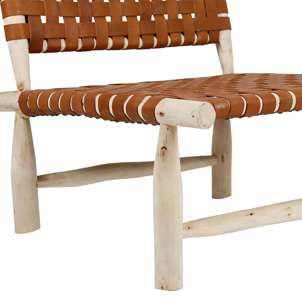 SEMA DESIGN Fauteuil En Cuir Brun Et Bois D'eucalyptus - Cuir 6 SEMA DESIGN Fauteuil En Cuir Brun Et Bois D'eucalyptus - Cuir – Image 4