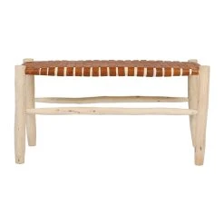 SEMA DESIGN Banc En Cuir Brun Et Bois D'eucalyptus - Cuir