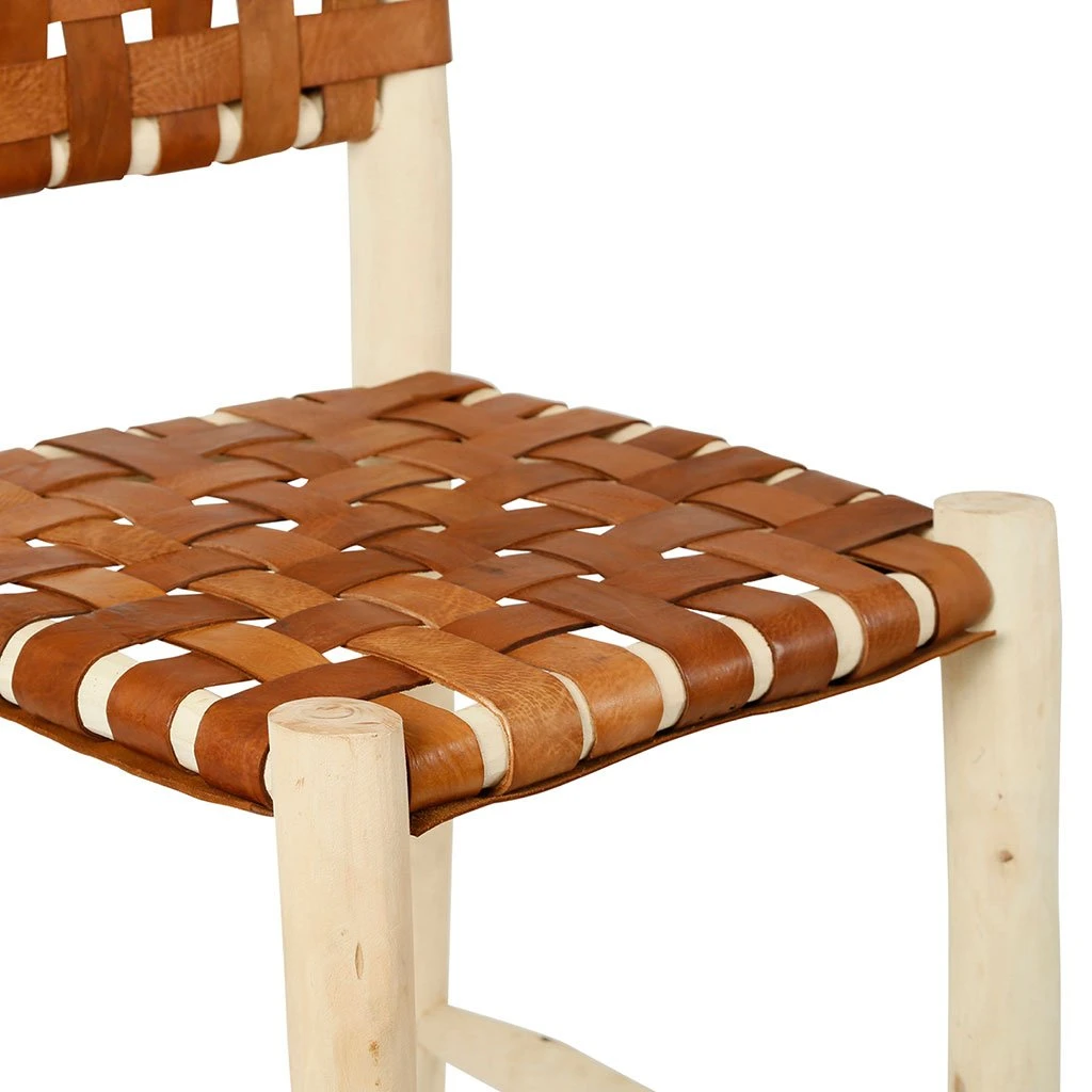 SEMA DESIGN Chaise De Bar En Cuir Brun Et Bois D'eucalyptus - Cuir 5 SEMA DESIGN Chaise De Bar En Cuir Brun Et Bois D'eucalyptus - Cuir – Image 3