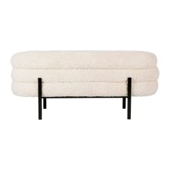 SEMA DESIGN Banc Coffre En Tissu Bouclette Crème Et Fer Noir - Cosine