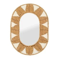 SEMA DESIGN Miroir Ovale En Corde Et Coton Naturel Et Blanc 31x42cm - Terre Brulée