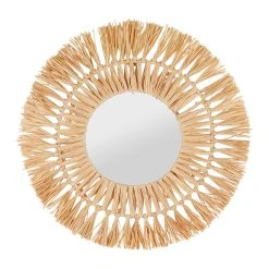 SEMA DESIGN Miroir Rond En Raphia Naturel D50cm