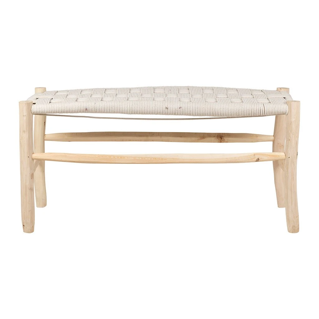 SEMA DESIGN Banc En Bois D'eucalyptus Et Coton Beige 3 SEMA DESIGN Banc En Bois D'eucalyptus Et Coton Beige