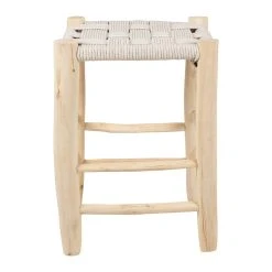 SEMA DESIGN Tabouret En Bois D'eucalyptus Et Coton Beige
