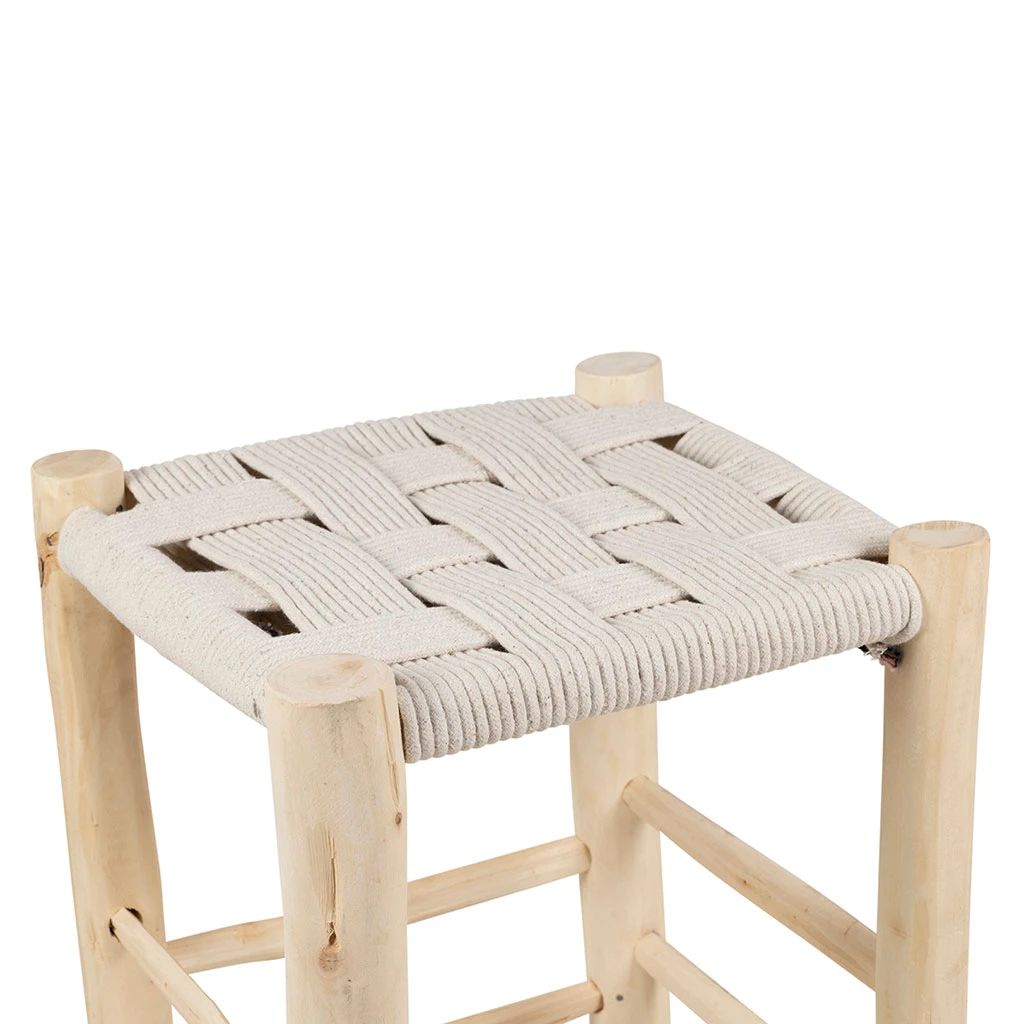 SEMA DESIGN Tabouret En Bois D'eucalyptus Et Coton Beige 5 SEMA DESIGN Tabouret En Bois D'eucalyptus Et Coton Beige – Image 3