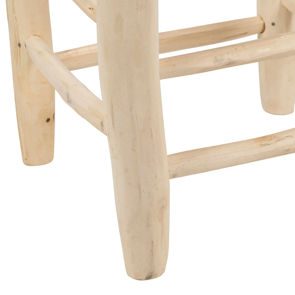 SEMA DESIGN Tabouret En Bois D'eucalyptus Et Coton Beige 6 SEMA DESIGN Tabouret En Bois D'eucalyptus Et Coton Beige – Image 4