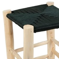 SEMA DESIGN Tabouret En Bois D'eucalyptus Et Nylon émeraude -Sema Design Boutique 76888 DET02 WEB