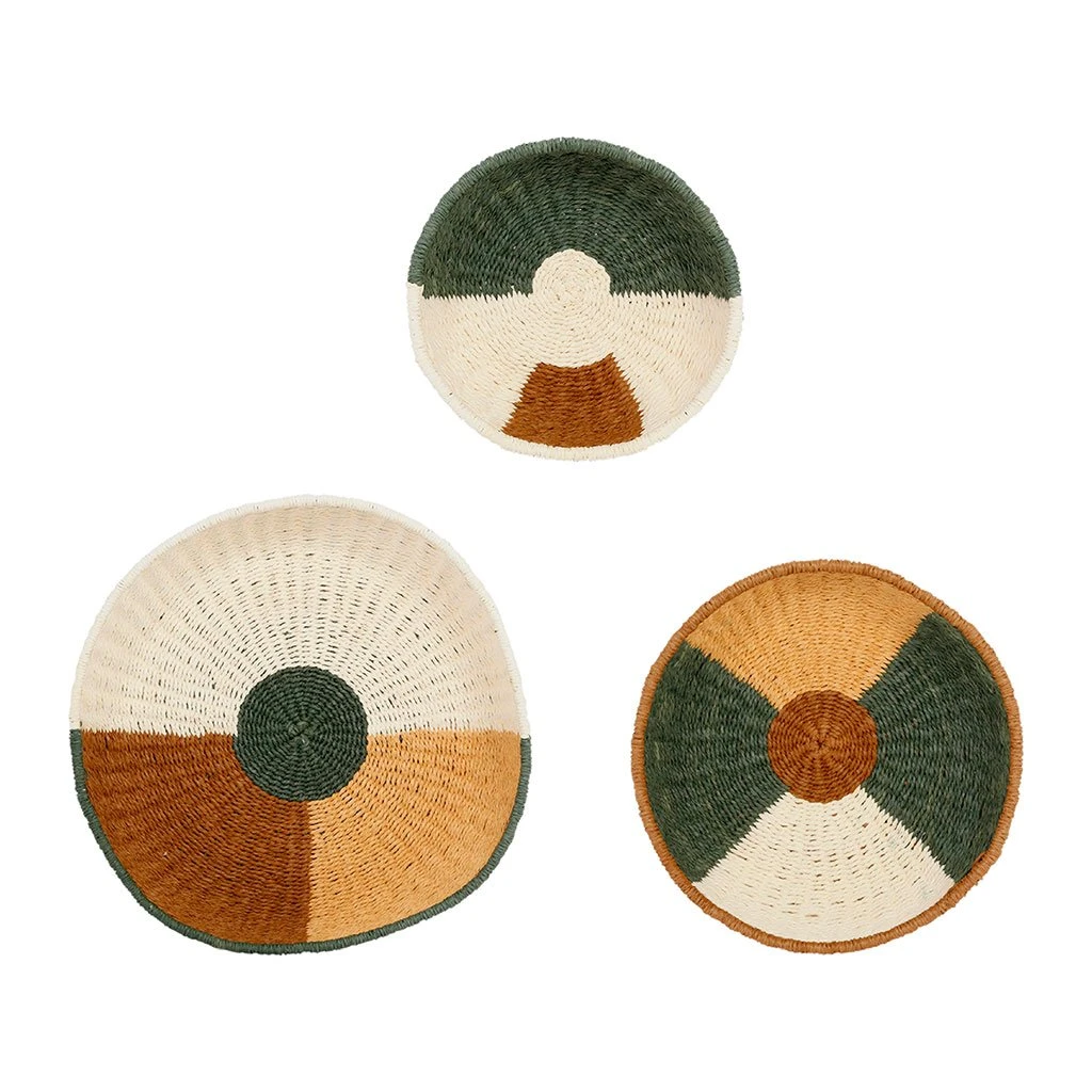 SEMA DESIGN Deco Murale Ronde Panier X3 Vert, Brun Et Corail En Corde - Sweet Leaves 3 SEMA DESIGN Deco Murale Ronde Panier X3 Vert, Brun Et Corail En Corde - Sweet Leaves