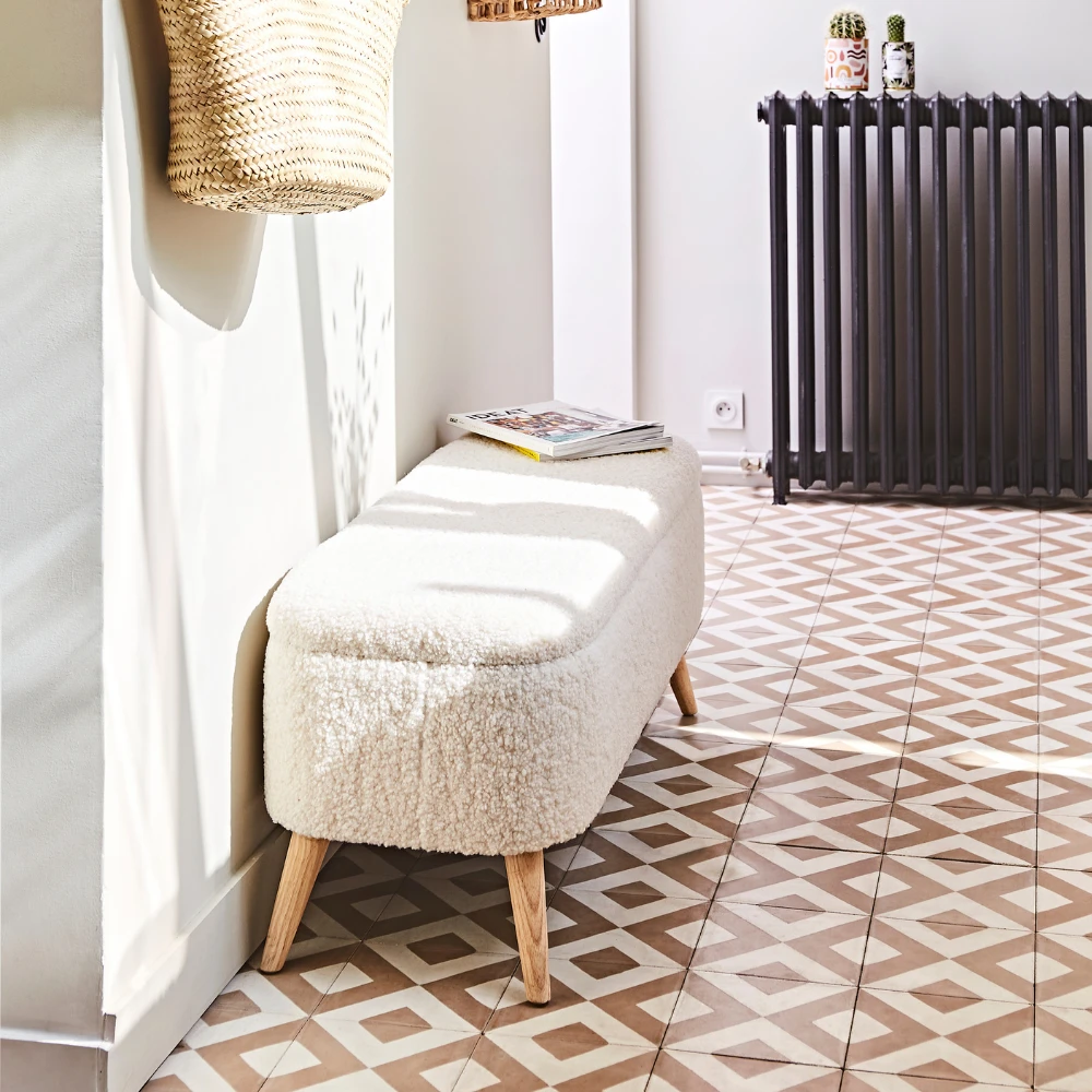 SEMA DESIGN Banc Coffre Bouclette Blanc Crème - Elément 8 SEMA DESIGN Banc Coffre Bouclette Blanc Crème - Elément – Image 6