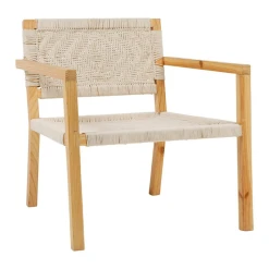 SEMA DESIGN Fauteuil Macrame Naturel En Pin Et Coton Tressé