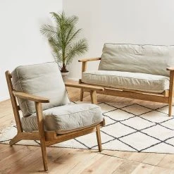 Côté Table Fauteuil En Coton Gris Et Chêne - Laureli 12 Côté Table Fauteuil En Coton Gris Et Chêne - Laureli -Sema Design Boutique e6274 32402 situ04 web